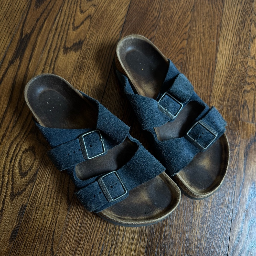 Birkenstock navy Arizona Suede Sandals